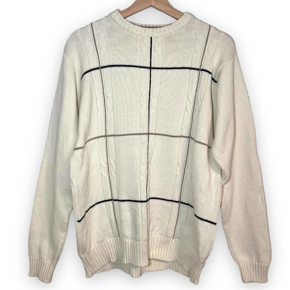 Blass Bill Blass Men's Cream Cotton Dad Sweater Size L